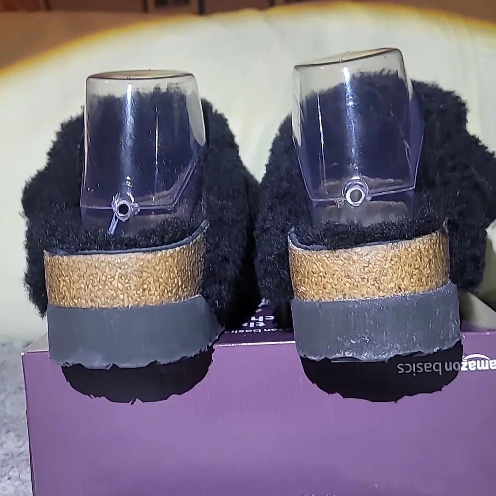 Papillio By Birkenstock Arizona Big Buckle Teddy Black Shearling Sandals‎ Size 8